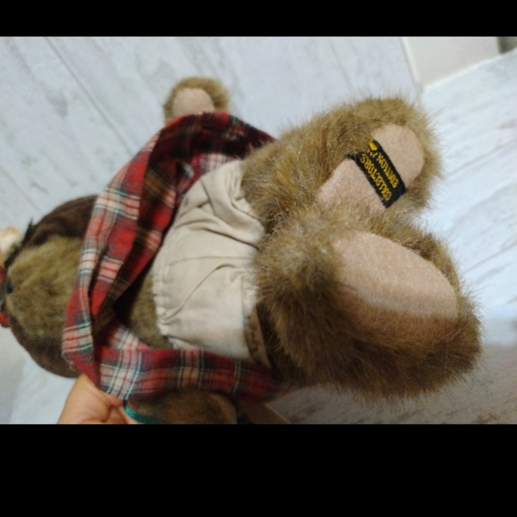 Plaid Dress Teddy Bear with Floral Hat Vintage Boys'd Bears Lizzie Wishkabibble - Picture 8 of 10